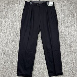 NEW Louis Raphael Dress Pants Men's Size 36x32 Black Tailored Cuffed Pleated